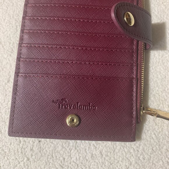 Travelambo RFID Blocking Bifold Multi Card Wallet with Zipper Pocket Purple Slim - Picture 7 of 7